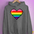 Gilbert Baker Original LGBTQ Gay Rainbow Pride 8-Bit Pixel Heart - Grey Heather